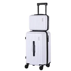 Wanderlite 2 Piece White Trunk Luggage Set 12