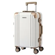 Wanderlite 20-Inch Carry On Luggage Suitcase Aluminium Frame TSA Lock Spinner Wheels White Gold