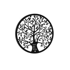 Artiss 60cm Metal Wall Art Hanging Sculpture, Round Tree of Life Leaf Design, Black Home Decor, Easy Mount