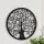 Artiss 60cm Metal Wall Art Hanging Sculpture, Round Tree of Life Leaf Design, Black Home Decor, Easy Mount