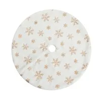 Jingle Jollys 90cm Christmas Tree Skirt with Sequin Snowflakes, Soft Polyester, Elegant Festive Decor, White