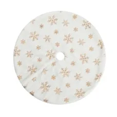 Jingle Jollys 90cm Christmas Tree Skirt with Sequin Snowflakes, Soft Polyester, Elegant Festive Decor, White