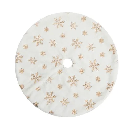 Jingle Jollys 90cm Christmas Tree Skirt with Sequin Snowflakes, Soft Polyester, Elegant Festive Decor, White