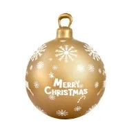 Jingle Jollys 60cm Gold Christmas Inflatable Bauble - Water-Repellent, UV-Resistant, Indoor/Outdoor Decor with Pump