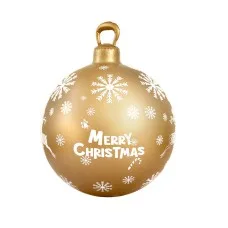 Jingle Jollys 60cm Gold Christmas Inflatable Bauble - Water-Repellent, UV-Resistant, Indoor/Outdoor Decor with Pump
