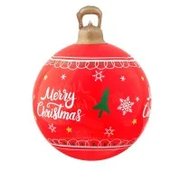 Jingle Jollys 60cm Red Christmas Inflatable Ball with LED Lights, Water-Repellent PVC, Outdoor Xmas Decoration