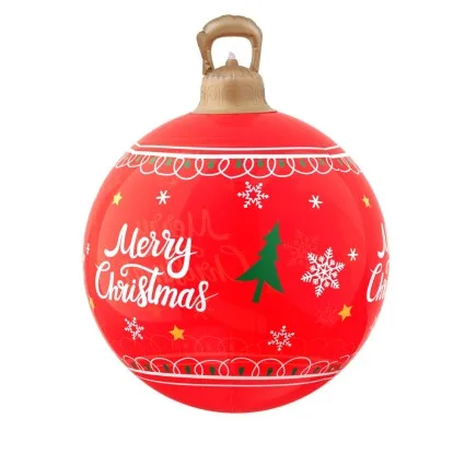 Jingle Jollys 60cm Red Christmas Inflatable Ball with LED Lights, Water-Repellent PVC, Outdoor Xmas Decoration