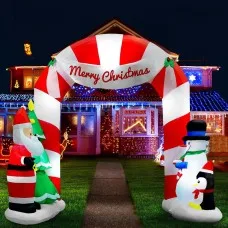 Jingle Jollys 3M Illuminated Christmas Inflatable Archway Santa, 190T Polyester, Water-Repellent, UV-Resistant