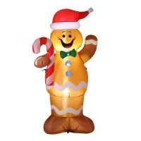 Jingle Jollys 1.5m Christmas Inflatable Gingerbread Man with LED Lights, 190T Polyester, Indoor Outdoor Decor