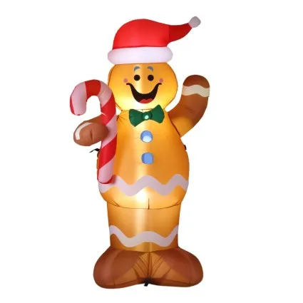 Jingle Jollys 1.5m Christmas Inflatable Gingerbread Man with LED Lights, 190T Polyester, Indoor Outdoor Decor