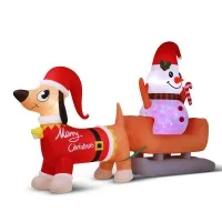Jingle Jollys 4.2M Christmas Inflatable Snowman Dog, LED-Lit, Weather-Resistant Polyester, Fast Inflation, Outdoor Decor