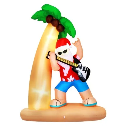 Jingle Jollys 2.1m Christmas Inflatable Santa with Guitar, LED Lights, UV & Water-Resistant, Indoor Outdoor Décor