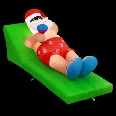 Jingle Jollys 1.8M LED Inflatable Santa Bench - UV-Resistant, Water-Repellent Christmas Decoration with Air Blower