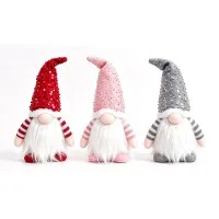 Jingle Jollys Christmas Gnomes Light-Up Plush Decorations 30cm Set of 3 Warm White Battery Operated