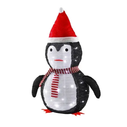 Jingle Jollys 70cm Christmas Penguin LED Light Decoration 45 White LED's 8 Lighting Modes Indoor Outdoor