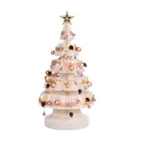 Jingle Jollys 114cm Paper Christmas Tree with Star Topper LED Decoration Set White