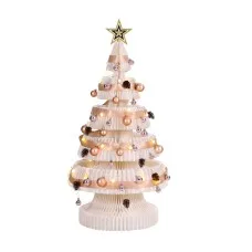 Jingle Jollys 114cm Paper Christmas Tree with Star Topper LED Decoration Set White