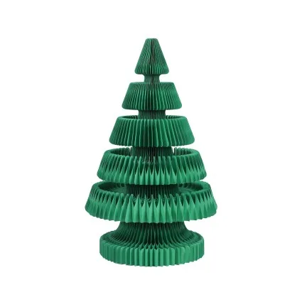 Jingle Jollys 87cm Paper Christmas Tree with LED Lights Decorations Green Foldable Pop-Up Honeycomb Design