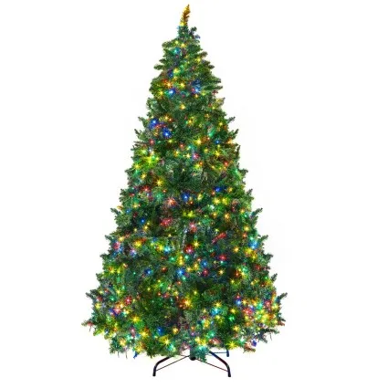 Jingle Jollys 7FT Pre-lit Christmas Tree - 8 Light Modes, Multicolour LEDs, 1000 PVC Tips, Metal Stand, Easy Setup