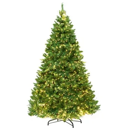 Jingle Jollys 8FT Pre-lit Green Christmas Tree with 1488 LED Lights, Premium PVC Tips, & Sturdy Metal Stand