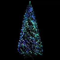 Jingle Jollys 6ft Optic Fibre LED Christmas Tree - 300 Tips, Multi-Colour Lights, Sturdy Metal Frame, Easy Setup