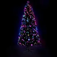 Jingle Jollys 1.8m Optic Fibre LED Christmas Tree - Multi-Colour Lights, PVC Tips, Metal Frame, 6ft Tall - Easy Setup
