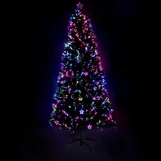 Jingle Jollys 1.8m Optic Fibre LED Christmas Tree - Multi-Colour Lights, PVC Tips, Metal Frame, 6ft Tall - Easy Setup