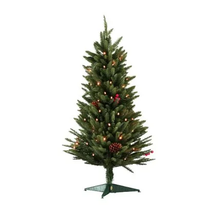 Jingle Jollys 90cm Mini Christmas Tree with LED Lights, Sturdy Metal Base, Non-Toxic, Easy Assembly, Party Decor