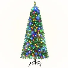Jingle Jollys 1.8M Pre-Lit LED Christmas Tree - 200 Multi-Colour Lights, 8 Modes, Realistic PVC Foliage, Easy Setup