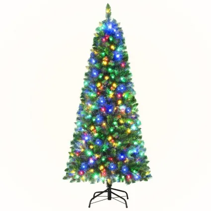 Jingle Jollys 1.8M Pre-Lit LED Christmas Tree - 200 Multi-Colour Lights, 8 Modes, Realistic PVC Foliage, Easy Setup