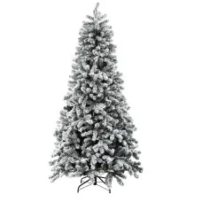 Jingle Jollys 1.8m Snow Flocked LED Christmas Tree - 8 Modes, 350 Warm White Lights, Sturdy Metal Stand, Easy Setup