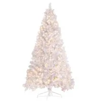 Jingle Jollys 2.1m White Christmas Tree with 500 LED Lights, 1260 PVC Tips, Metal Stand, Easy Assembly, 7FT Xmas Decor