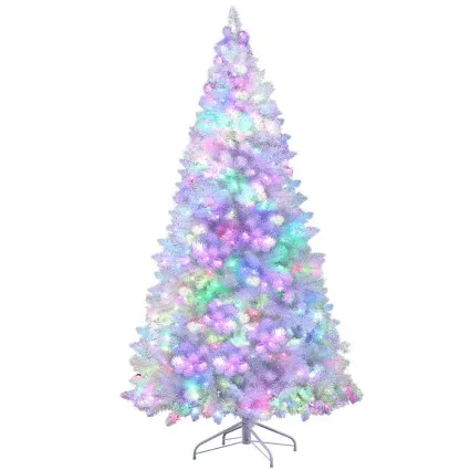 Jingle Jollys 2.1m White Christmas Tree RGB LED Lights Remote, 1310 PVC Tips, Metal Stand, Easy Assembly