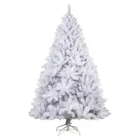 Jingle Jollys 7FT Christmas Tree - 1000 PVC White Tips, Metal Stand, Easy Assembly, Realistic Design, 1-Year Warranty