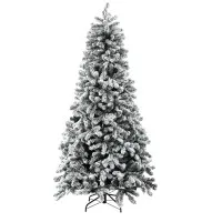 Jingle Jollys 2.1m Snow Flocked LED Christmas Tree - 500 Warm White Lights, 8 Modes, Easy Setup, Sturdy Metal Stand