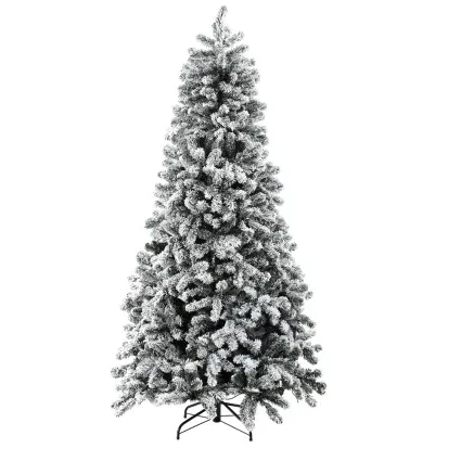 Jingle Jollys 2.1m Snow Flocked LED Christmas Tree - 500 Warm White Lights, 8 Modes, Easy Setup, Sturdy Metal Stand