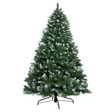 Jingle Jollys 8FT Snow-Frosted Christmas Tree - 1225 PVC Tips, Easy Assembly, Sturdy Metal Stand, 1-Year Warranty