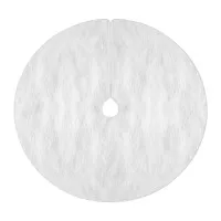 Jingle Jollys 90cm White Plush Christmas Tree Skirt, Polyester, Festive Decor, Machine Washable, No Assembly Needed