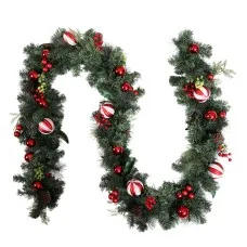 Jingle Jollys 2.7m Christmas Garland – Lush Greenery with Red Berries, Pine Cones & Baubles for Indoor/Outdoor Decor