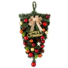 Jingle Jollys 50CM Hanging Christmas Garland - Non-Toxic, Indoor/Outdoor Decor with Pinecone & Baubles, Festive Elegance