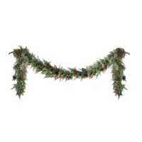 Jingle Jollys 3M Prelit LED Christmas Garland with Pine Cones & Berries, Indoor/Outdoor Decor, 120 Warm White Lights
