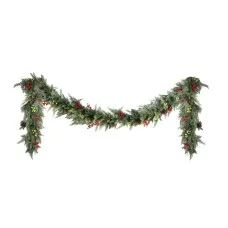 Jingle Jollys 3M Prelit LED Christmas Garland with Pine Cones & Berries, Indoor/Outdoor Decor, 120 Warm White Lights