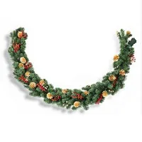 Jingle Jollys 1.8M Pre-lit Christmas Garland with LED Lights, Pine Cones & Berries - Indoor/Outdoor PVC Xmas Decor