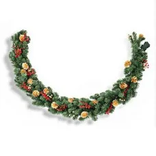 Jingle Jollys 1.8M Pre-lit Christmas Garland with LED Lights, Pine Cones & Berries - Indoor/Outdoor PVC Xmas Decor