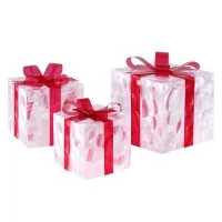 Jingle Jollys 3 Piece Christmas Gift Box Lights Set, 70 Warm White LED, Steel Frame, Indoor Outdoor, 0.5m Cable