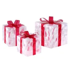 Jingle Jollys 3 Piece Christmas Gift Box Lights Set, 70 Warm White LED, Steel Frame, Indoor Outdoor, 0.5m Cable