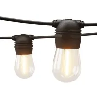 17m Solar Festoon String Lights Outdoor 30 LED S14 Bulbs, 4 Modes, USB Rechargeable, Warm White, 2 Pack, Waterproof