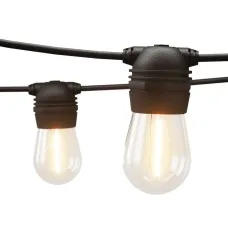 17m Solar Festoon String Lights Outdoor 30 LED S14 Bulbs, 4 Modes, USB Rechargeable, Warm White, 2 Pack, Waterproof