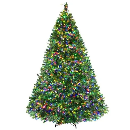 Jingle Jollys 7FT Pre-lit Christmas Tree with 2800 Multi-Coloured LEDs, 8 Modes, Premium PVC Tips, Sturdy Metal Stand