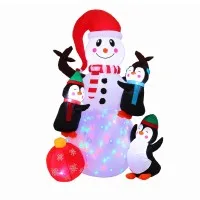 Jingle Jollys 1.8m Christmas Inflatable Snowman LED Outdoor Decoration Cold White Multicolour Light